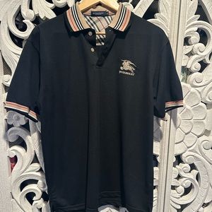 Burberry XL Check Collar Cotton Polo Shirt